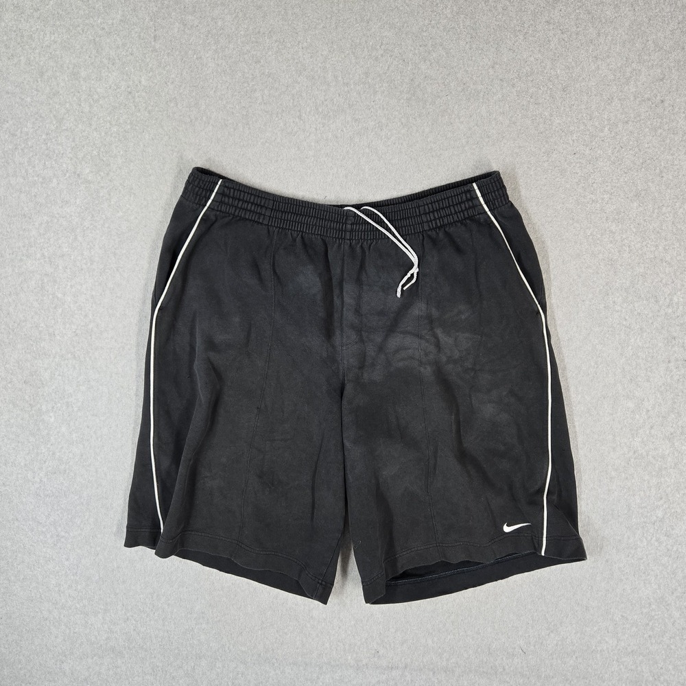 VINTAGE Nike Men Activewear Shorts 3XL Black Sweat Drawstring 11" Inseam READ